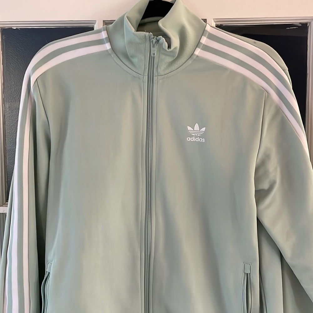 Mens Adidas zip up track jacket. Mint green